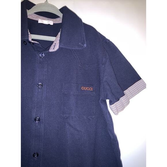 Gucci Kids Logo Blue Short Sleeve Shirt Boys Size 12 - Picture 3 of 8